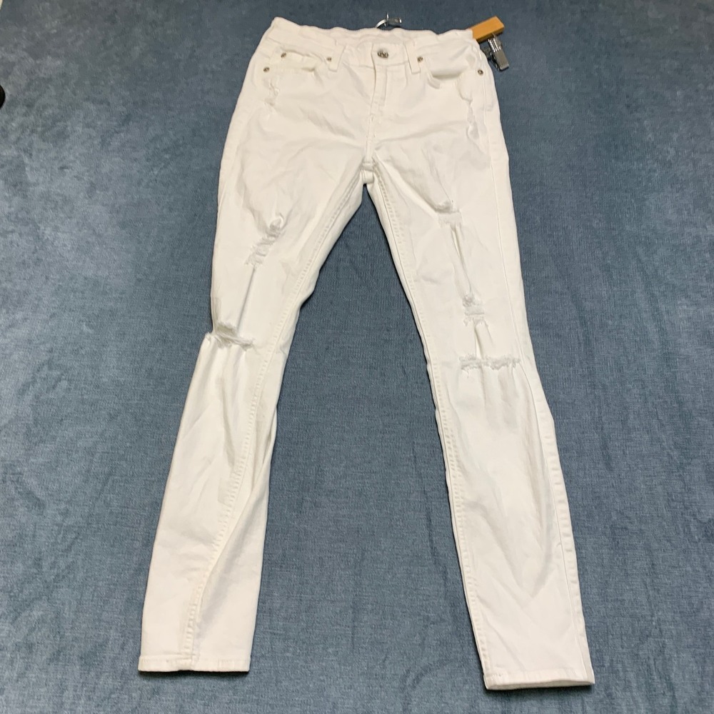 Ankle Skinny Jeans Womens 25 White Denim Light Wash 5-Pockets Everyday Wear